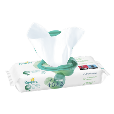 Pampers Aqua Pure Baby Wipes, 3 pachete, 144 buc.