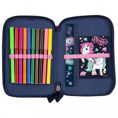 Penar cu rechizite scolare, cu 2 compartimente, Unicorn
