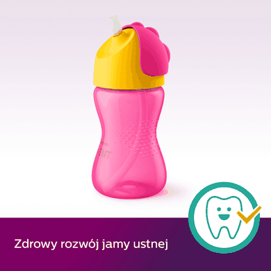 Philips Avent, cana cu pai, roz, 12 luni+, 300 ml, SCF798/02