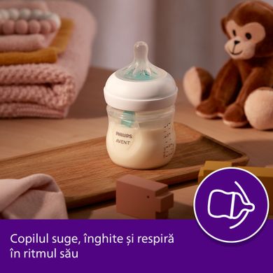 Philips Avent, Natural, Response, biberon cu ventil Air Free, 125 ml, 0 luni+, SCY670/01