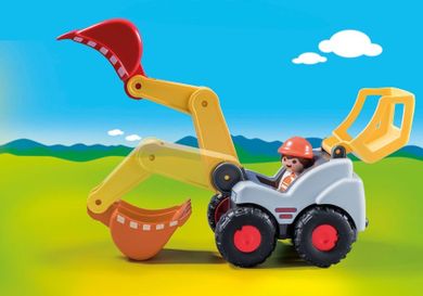 Playmobil, 1.2.3, Excavator cu brat mobil, 70125