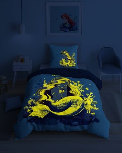 Sirena, Fluo, set lenjerie de pat single, 160-200 cm