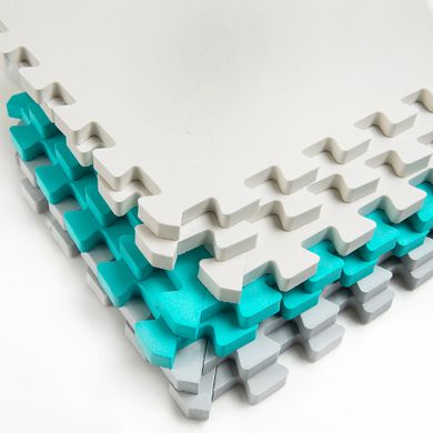 Smiki, covoras din spuma, puzzle, turcoaz, 96 elemente, 180-180 cm