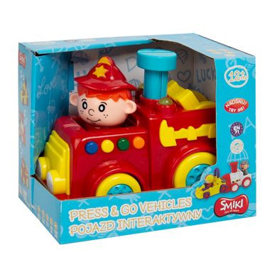 Smiki, Press & go, Masina de pompieri, vehicul, cu lumini si sunete