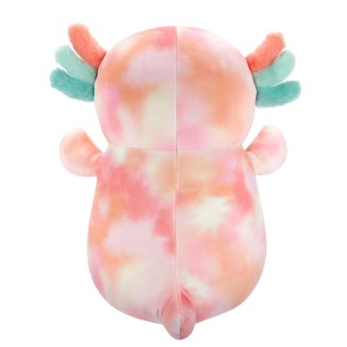 Squishmallows, HugMees, Medium Plush, Aksel Peach Tie-Dye Axolotl, jucarie de plus, 25 cm