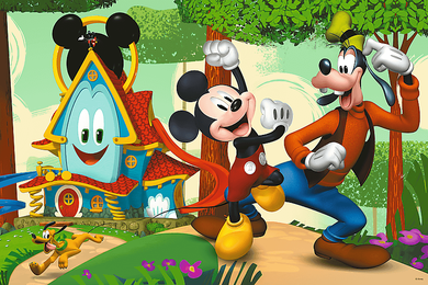 Trefl, Mickey Mouse, Casuta vesela si prietenii, puzzle, 24 elemente