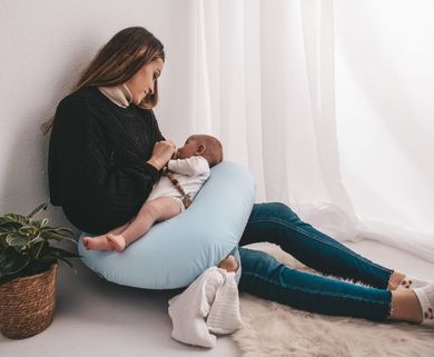 Babymatex, MiniRelax, Bamboo, perna de alaptare, albastru, 150 cm