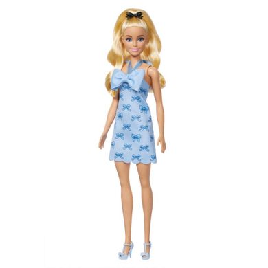 Barbie, Fashionistas, papusa in rochie albastra cu fundite