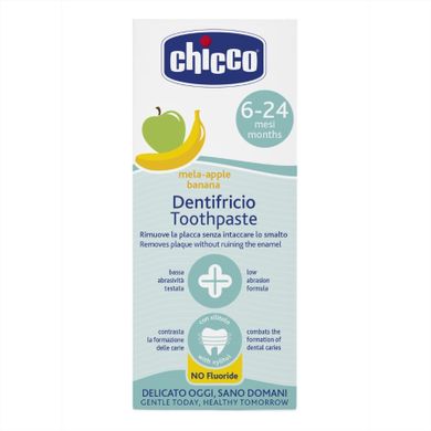 Chicco, pasta de dinti fara fluor, banana-mar, 6 luni+, 50 ml