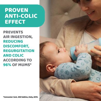Chicco, Perfect5, biberon anti-colic, tetina din silicon, debit lent, roz, 0 luni+, 150 ml