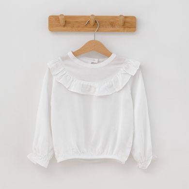 Cool Club, Bluza alba cu maneca lunga pentru fete, cu volanase