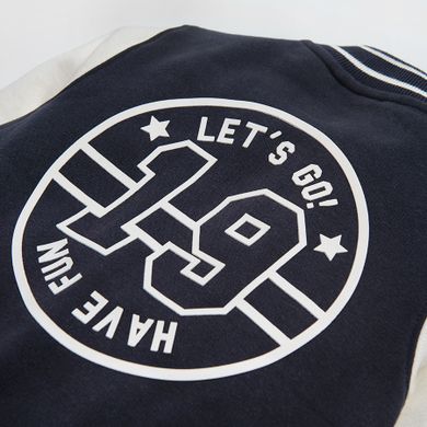 Cool Club, Bluza cu capse pentru baieti, alb-bleumarin, imprimeu Major league team