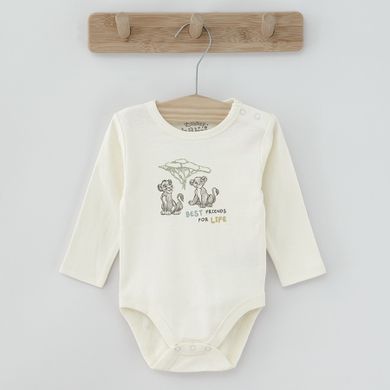 Cool Club, Body cu maneca lunga pentru baieti, ecru, albastru, verde, imprimeu Lion King, set 3 buc.