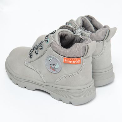 Cool Club, Ghete pentru baieti, gri, brant din piele, imprimeu Fisher-Price