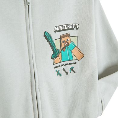 Cool Club, Hanorac cu gluga pentru baieti, cu fermoar, gri, imprimeu Minecraft