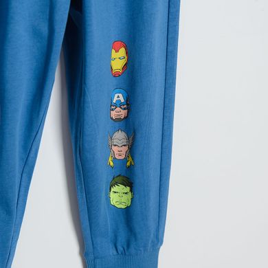 Cool Club, Pijama pentru baieti, alb-albastru, imprimeu Marvel Super Heroes