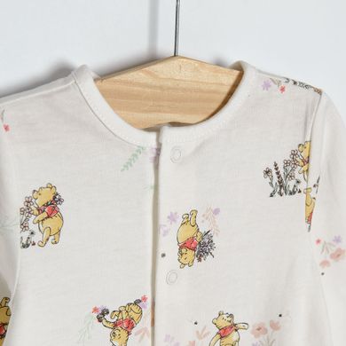 Cool Club, Pijama tip salopeta pentru fete, alb, roz, galben, imprimeu Winnie the Pooh, set, 3 buc.