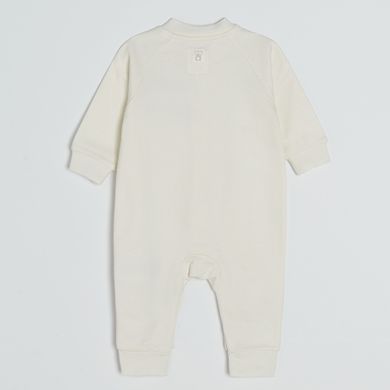 Cool Club, Pijama tip salopeta pentru fete, bumbac organic, ecru