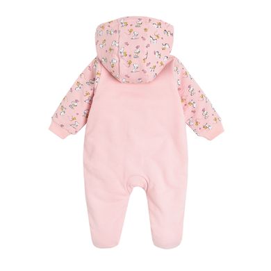 Cool Club, Salopeta cu gluga din bumbac organic pentru fete, culoare roz, imprimeu Snoopy