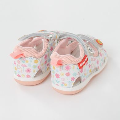 Cool Club, Sandale pentru fete, alb-roz, imprimeu flori, brant din piele, Fisher-Price
