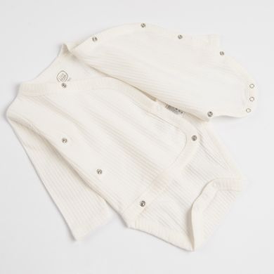 Cool Club, Set pentru baieti, Body cu maneca lunga, Pijama tip salopeta, Caciula, bumbac organic, ecru, maro
