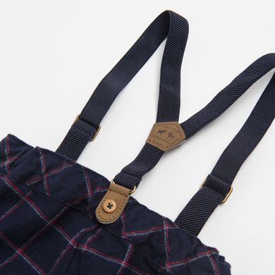 Cool Club, Set pentru baieti, Pantaloni cu bretele din material textil, bleumarin