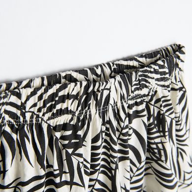 Cool Club, Set pentru fete, bluza cu maneca scurta in stil spaniol si pantaloni din material textil, mix de culori, imprimeu frunze