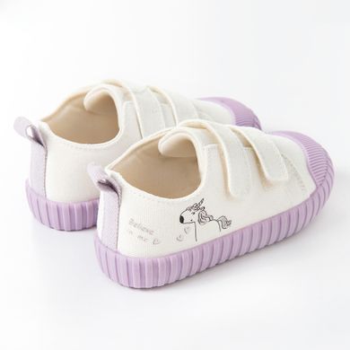 Cool Club, Tenisi pentru fete, bej-mov, imprimeu unicorn, talpa Barefoot