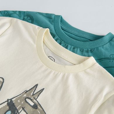 Cool Club, Tricou pentru baieti, verde, ecru, set 2 buc.