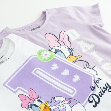 Cool Club, Tricou pentru fete, violet, alb, imprimeu Daisy, set, 2 buc.