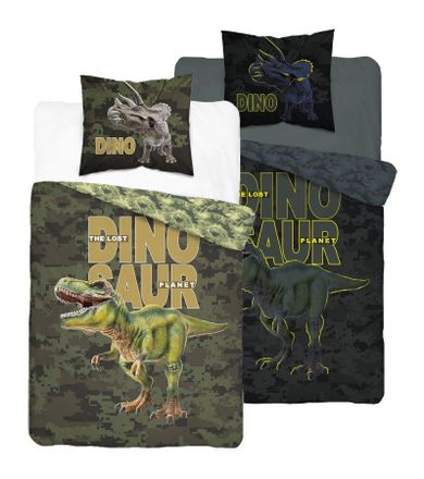 Dinosaur, set lenjerie de pat single fluo, 140-200 cm