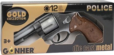 Gonher, Pistol metalic de politie cu 12 cartuse, Gold Collection