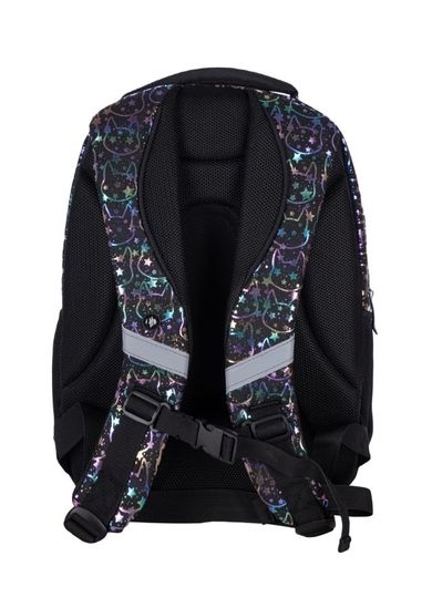 Hash, Holo effect, Neon kitty, rucsac pentru scoala cu 3 compartimente