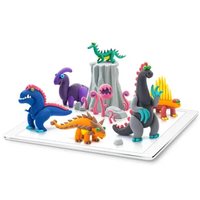 Hey Clay, Mega Dinos, set creativ, 18 cutii de plastilina