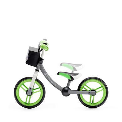 Kinderkraft, 2Way Next, bicicleta fara pedale cu accesorii, verde-gri