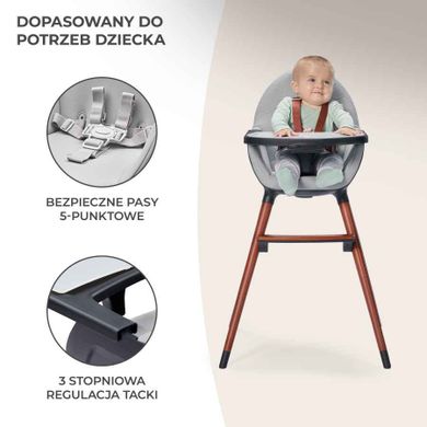Kinderkraft, Fini, scaun inalt pentru hranire copii 2in1, picioare gri