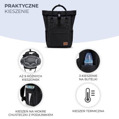 Kinderkraft, Moonpack, rucsac pentru carucior, confetti black