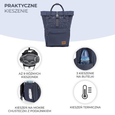 Kinderkraft, Moonpack, rucsac pentru carucior, confetti denim