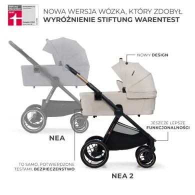 Kinderkraft, Nea 2, carucior multifunctional 2w1, Soft Beige