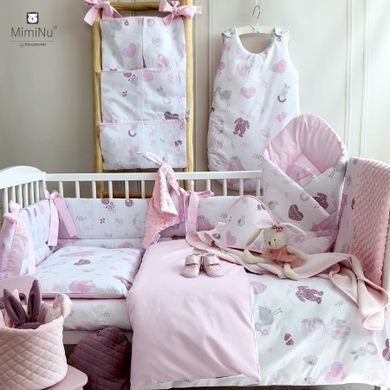 MimiNu, Baby Shower, cearceaf din bumbac cu elastic, roz, 60-120 cm