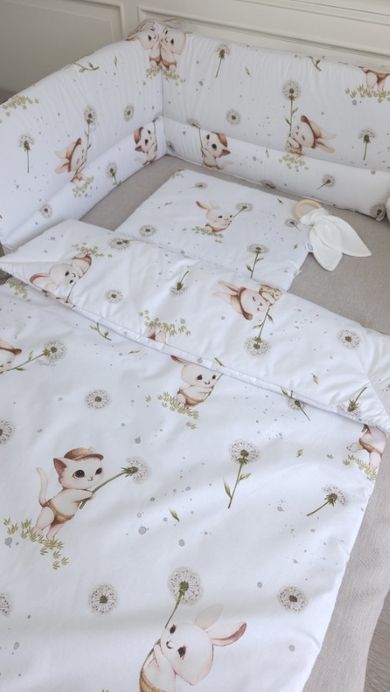 MimiNu, Pisici, set lenjerie de pat single cu umplutura, 100-75 cm