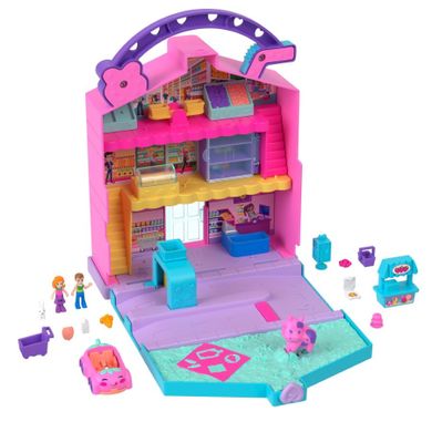 Polly Pocket, Pollyville, Fresh Market, set de joaca cu 2 papusi si accesorii