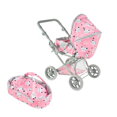 Smiki, carucior pentru papusi cu port-bebe, pisicute