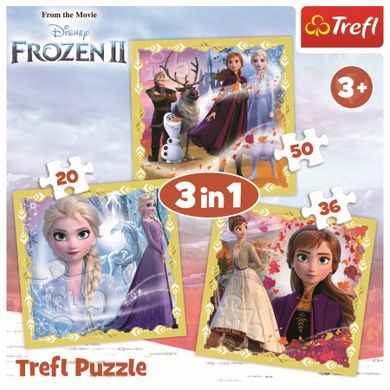 Trefl, Frozen 2, Puterea Annei si a lui Elsa, puzzle 3in1, 106 piese