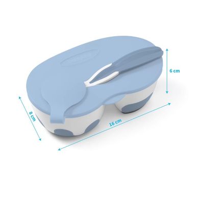 BabyOno, castron compartimentat cu lingurita, albastru