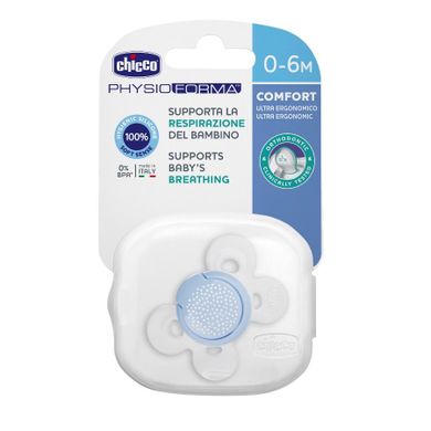 Chicco, PhysioForma Comfort, suzeta din silicon, albastru, 0 luni+