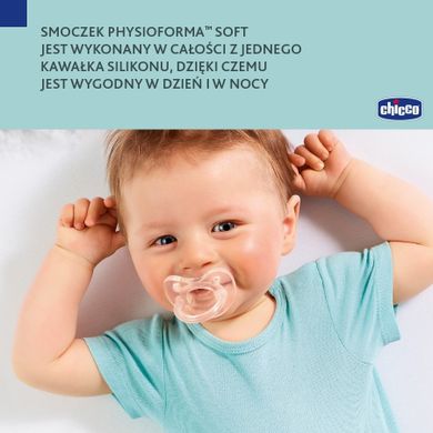 Chicco, Physioforma, Soft Luxe, suzeta din silicon, menta, 6-16 m, 2 buc.