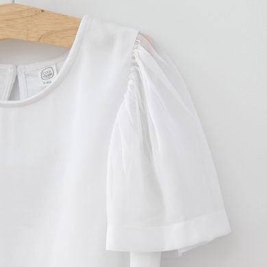 Cool Club, Bluza alba cu maneca scurta din sifon pentru fete