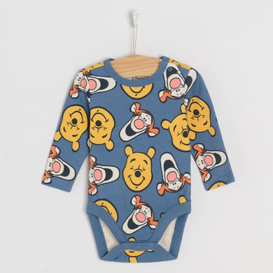 Cool Club, Body cu maneca lunga pentru baieti, albastru, bleumarin, imprimeu Winnie the Pooh, set, 3 buc.