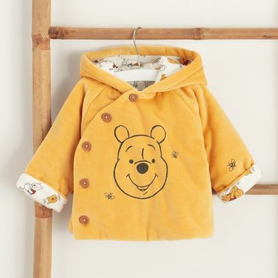 Cool Club, Hanorac cu gluga pentru baieti, cu nasturi, galben, imprimeu Winnie the Pooh
